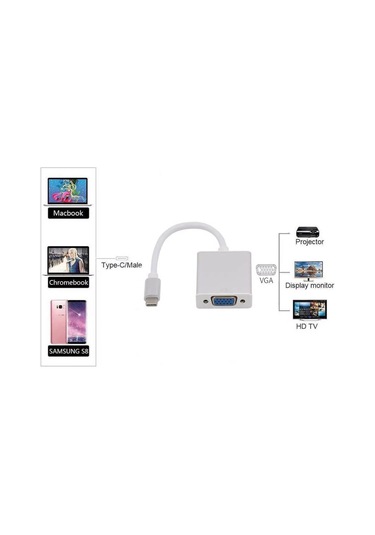 Usb Type C To Vga Çevirici Kablo Görüntü Aktarım Lcd Projeksiyon (535157868)