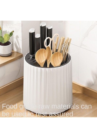 Beyaz Döner Bıçak Tutucu Mutfak Depolama Rafı Çubuk Saklama Tüpü Çubuk Saklama Kutusu Bıçak Saklama Rafı