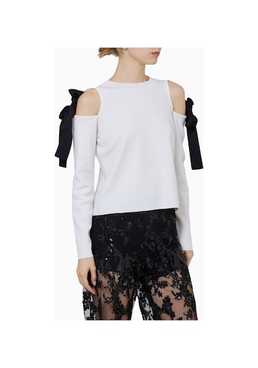 Almi Alice And Olivia Dara Omuz Yırtmaçlı Kazak Krem