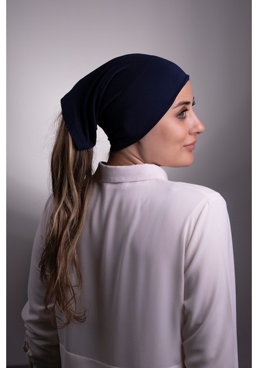 Lacivert Pratik Hazır Geçmeli Iç Bone Viskon Kumaş Dikişsiz Boru Lacivert