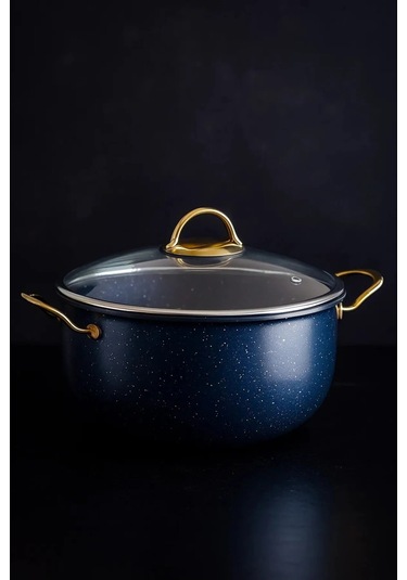Yunusoğlu Home 30 Cm Derin Granit Tencere 7.5 Litre, Gold Metal