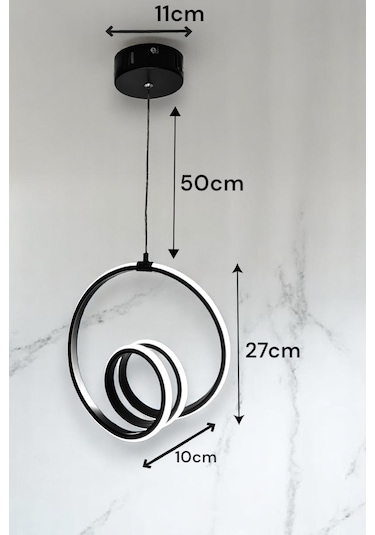Kumandalı 3 Renk Işıklı Modern Sarkıt Led Avize Ledli Avize Antre Siyah