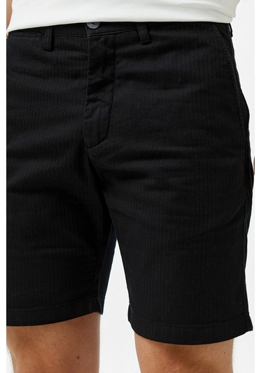 Lacoste Men's Slim Fit Bermuda Shorts Erkek Dar Kesim Keten Bermuda Şort Siyah