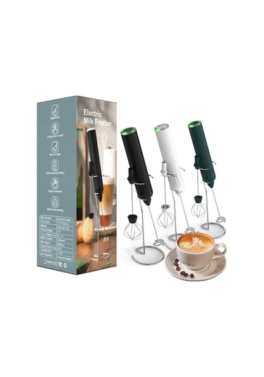 Fastbuy Mini Süt Köpürtücü, El Tipi Elektrikli Çırpıcı, Sıcak Soğuk Karıştırıcı, Otomatik Fırçalı Frother Beyaz Beyaz