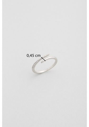 Liora 18 Ayar Beyaz Altın Kaplama Ayarlanabilir Gümüş Yüzük Beyaz