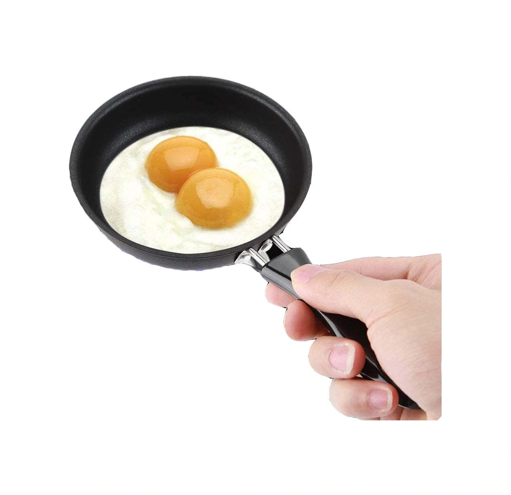 Kosona 12 Cm Demir Tava, Anti Yapışkan Kaplama, Kollü, Küçük Yuvarlak Kahvaltı Yumurtaları İçin Mini Fritöz Diğer