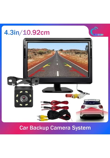 Xuweiwei Chıcoque 1 10.92 Cm 8led Xfk 4.3 İnç Lcd Ekran Ve Arka Kamera Net Gece Görüşü Pickup Suv Sedan Rv İçin Evrensel Geri Görüş Kiti