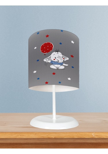 Mekta Home Bebek Ve Çocuk Odası Filli Kırmızı Balon Desenli Abajur