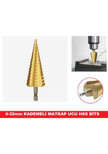 Kademeli Matkap Ucu 4-32mm Bits Saplı Hss -Kozalak Uç