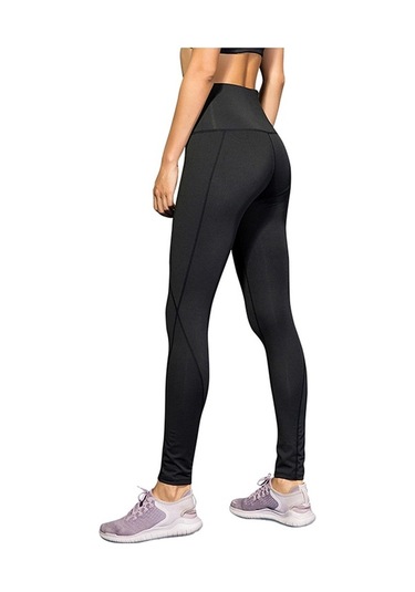Fastbuy Yüksek Bel Yoga Pantolonu - Yan Cep, Esnek, Nefes Alabilen Spor Taytı Siyah Siyah