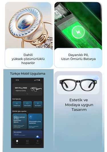 R1 Pro Akıllı Gözlük Kameralı Yapay Zeka,müzik Dinleme,telefon İle Konuşma Bluetooth