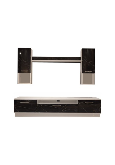 Decoraktiv Trendstyle 5da Slm Tv Ünitesi Tv Sehpası Beyaz - Siyah Mermer