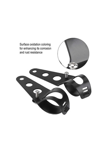 1 Çift Paslanmaz Çelik Motosiklet Far Braketi Evrensel Montaj Standı Desteği Siyah