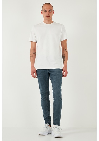 Buratti Streç Pamuklu Slim Fit Normal Bel Dar Paça Jeans Erkek Kot Pantolon 1124S73Napoli Mavi