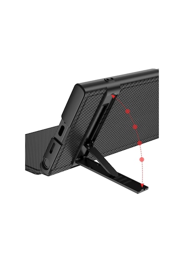 Galaxy Uyumlu S24 Ultra Kılıf Kamera Korumalı Karbon Tasarım Droga Standlı Kartlıklı Kapaklı Kılıf-siy