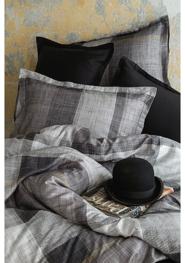 Dunloe Black 210 Tc 83 Tel Dijital Pamuk Saten Nevresim Takımı Çift Kişilik Çok Renkli