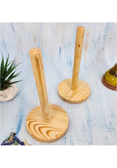 2 Ad Çam Ağacı Kağıt Havluluk Ahşap Peçetelik Mutfak Düzenleyici