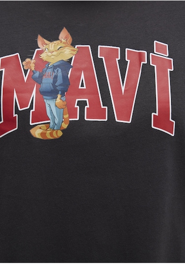 Mavi - Kedi Logo Baskılı Antrasit Tişört 1613285-70087 Antrasit