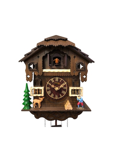 Eastar Yüzde 100 Masif Ahşap Guguklu Duvar Saati EC2305 Kahverengi