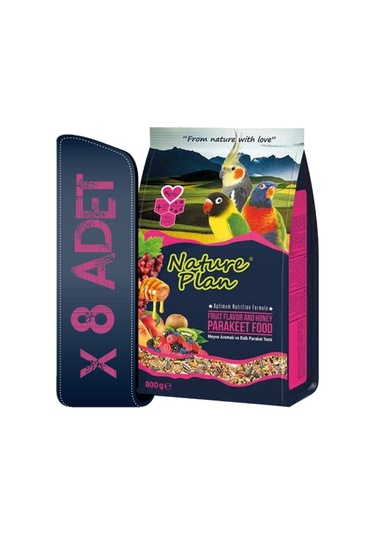 8 Adet Nature Plan Paraket Yemi 800 G