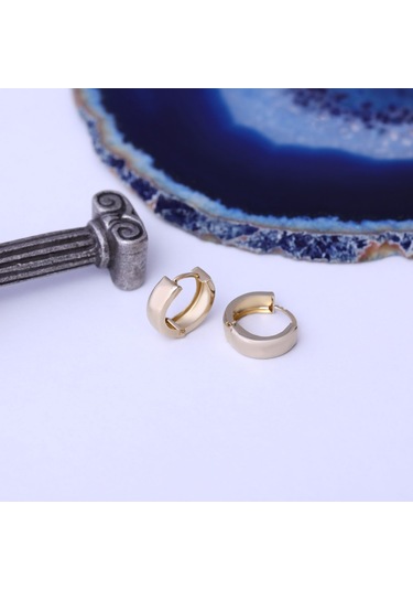 Nox Jewelry 925 Ayar Gümüş Minimal Halka Hoop Küpe - E00264 Gold