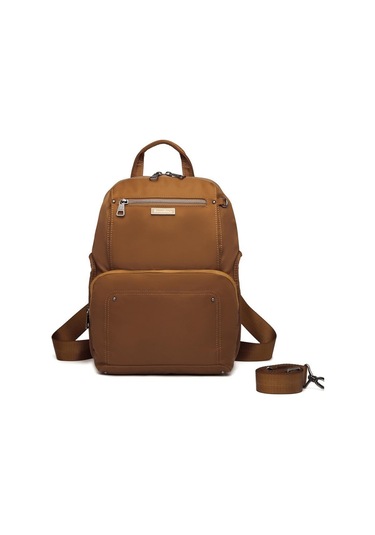 Saten Kumaş Kadın Postacı Ve Sırt Çantası Barcelona 2108 Camel