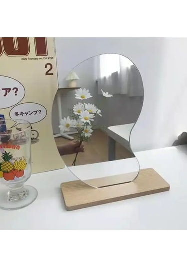 Gaman Ahşap Standlı Masaüstü Asimetrik Makyaj Aynası
