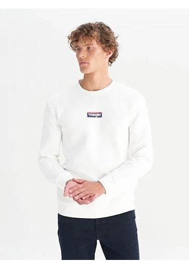 Wrangler Erkek Mid Logo Sweatshirt W2520133102 Beyaz