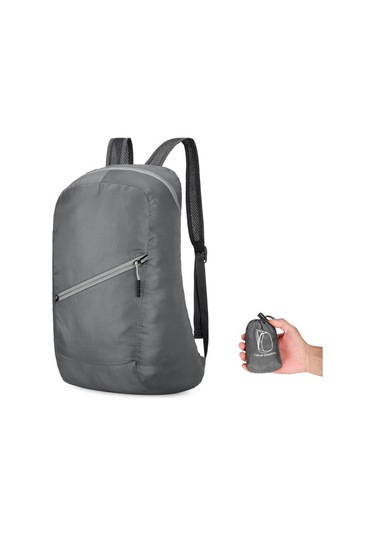 Gri Taşınabilir Katlanabilir Seyahat Sırt Çantası Hafif Spor Sırt Çantası Çok Fonksiyonlu Açık Dağcılık Çantası Unisex Su Geçirmez Sırt Çantası