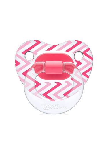 Wee Baby Şeffaf Desenli Damaklı Emzik No:1 Pembe 0-6 Ay