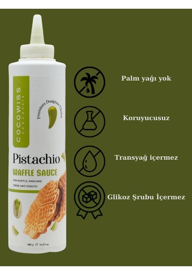 Cocowiss Chocolate Antep Fıstık Aromalı Waffle Çikolata Sos 300 G