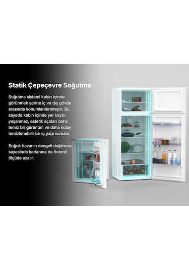 Tecna TBZ 250 CK Statik 196 L Çift Kapılı Buzdolabı Beyaz