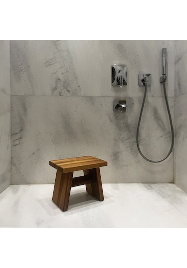 Shark Anatolia Iroko Ahşap Banyo Taburesi Oturak Kahverengi