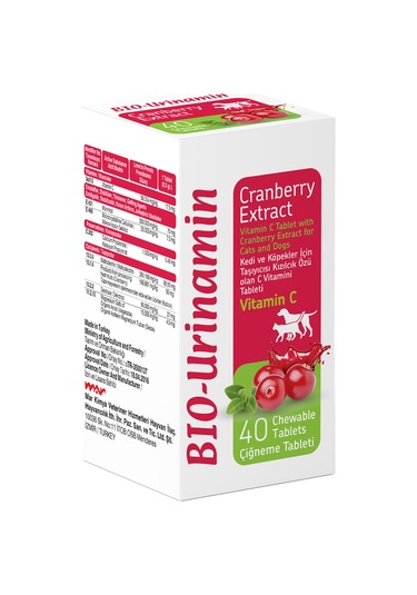 Bio Urinamin Kızılcık Özlü Köpek C Vitamini Çiğneme Tableti 40'lı