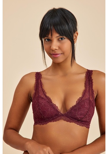 Roma Bordo Balensiz Dantelli Üçgen Bralet Sütyen Külot Takım bordo