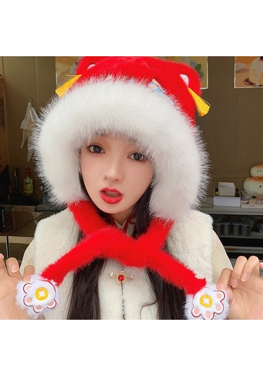 Şık Kışlık Polar Şapka, Kulaklıklı Kalın Ve Sıcak Polar Şapka, Stil 1 Beyaz