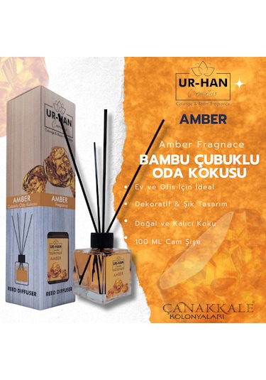 Amber Bambu Çubuklu Oda Kokusu 100 Ml Cam Şişe