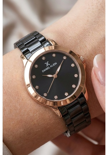 Daniel Klein 8680161711104 Siyah Çelik Kordonlu Sevgili Çift Kol Saatleri Rose Gold