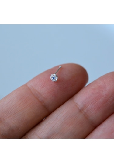 Heppii 925 Ayar Gümüş Mini Nazar Çiçek Hızma Nazarlı Burun Piercing