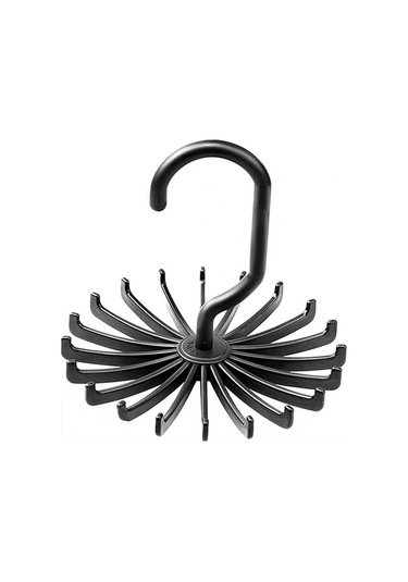 Siyah 360 Derece Dönen Kemer Rafı Boyun Kravat Askısı Depolama Askısı Kravat Kemer Boyun Tutucu Yerden Tasarruf 20 Kanca Elbise Askısı Siyah