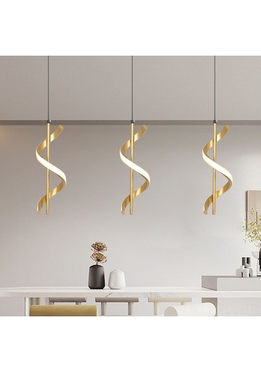 Opulentliving Altın Spiral Tavan Lambası - Mutfak Işıklı Aydınlatma - 3 Renk Beyaz+sıcak+doğal Altın