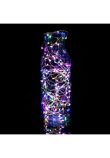 Dianziye Renkli Led Işık Zinciri 10 Metre 100 Ampul Pil Kutulu Gümüş Bakır Tel Ev Bahçe Noel Ağaçları Tatil Dekorasyon Iç- Dış Kullanım