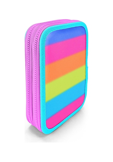 Coral High Kids Renkli Çizgili Çift Katlı Kalem Çanta 11140 Renk