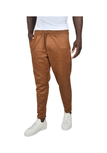 Deepsea Erkek Kahve Beli Lastikli Bağcıklı Kırışmayan Süet Kumaş Rahat Kesim Dar Paça Spor Pantolon 2505556 Kahve Kahverengi
