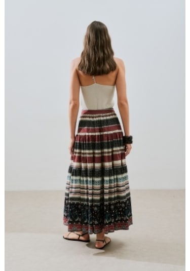 Desenli Pamuklu Katlı Etek Catalına Catalına