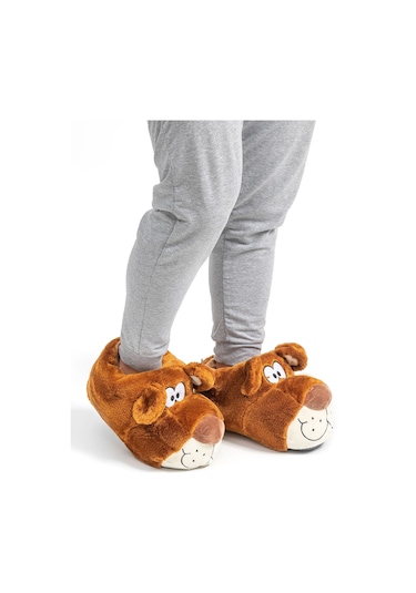 Twigy Fibert Erkek Hayvanlı Panduf Kahverengi 40/45 AA0622 Çok Renkli