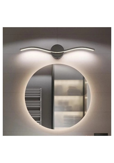 Wave Modern Tasarım Siyah Renk Gün Işığı Ledli Banyo - Mutfak - S Siyah