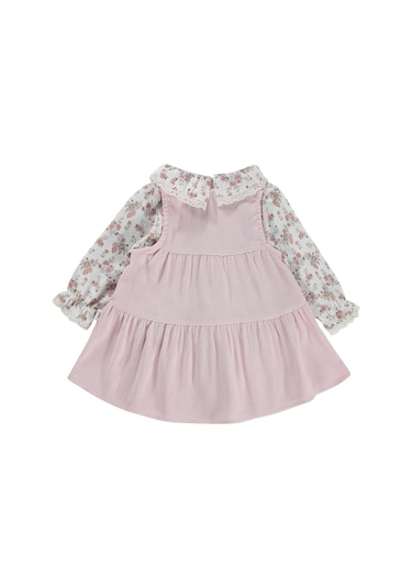 Civil Baby Çiçek Baskılı Düğmeli 6-18 Ay Elbise - Pudra
