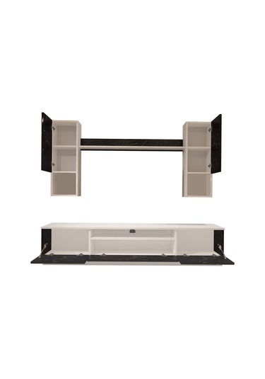 Decoraktiv Trendstyle 5da Slm Tv Ünitesi Tv Sehpası Beyaz - Siyah Mermer