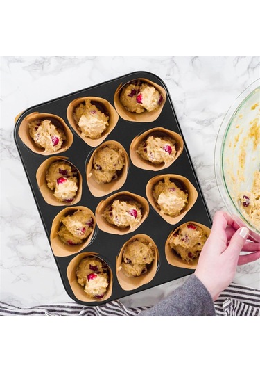 Paket Yapışmaz Muffin Kalıbı Karbon Çelik Kek Kalıbı Muffin Kalıbı Siyah